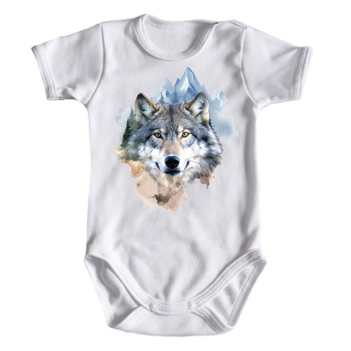 "Wilki"  Moocha body krótki rękaw biały 