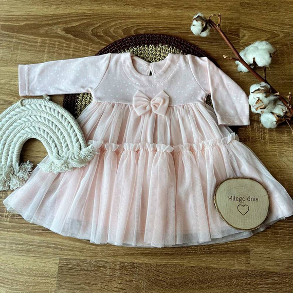 SK14035 Konfetti Mamatti Sukienka z długim rękawem - różowy