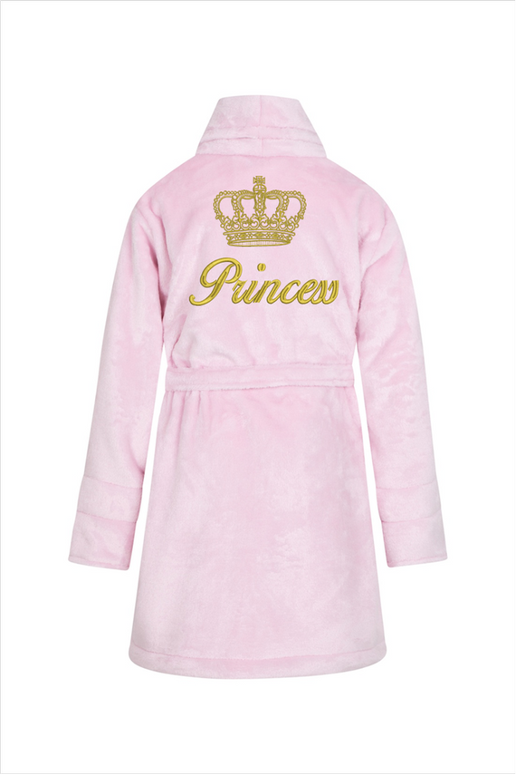 Princess + korona Szlafrok dziecięcy polarowy ByShelly - jasny różowy/złoty