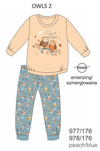 978/176, 978/176 Owls Piżama dziewczęca Cornette pomarańczowy