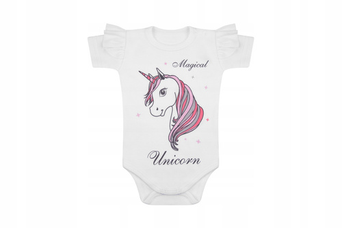 "Unicorn" Terjan Body z krótkim rękawem - biały