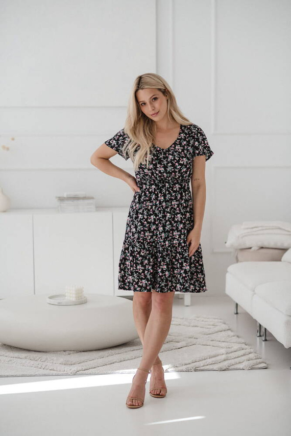 Lovely Dress Milk&Love sukienka ciążowa i do karmienia granat w różyczki