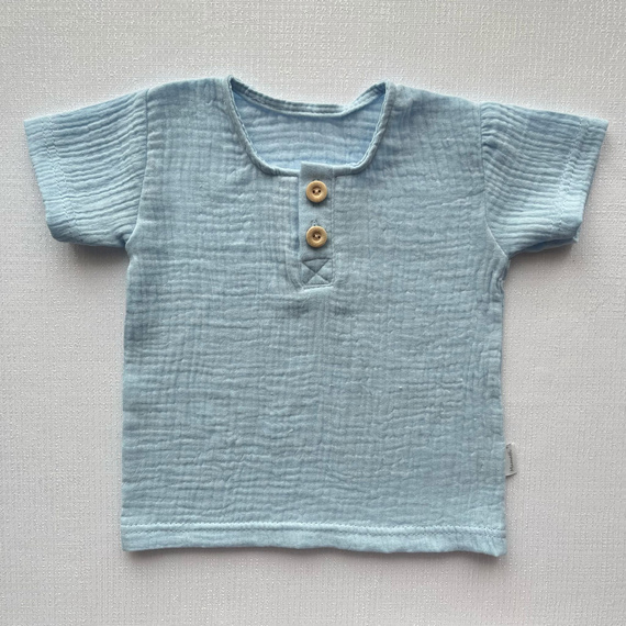 BL55108 Mamatti Bluzka chłopięca muślinowa - niebieski