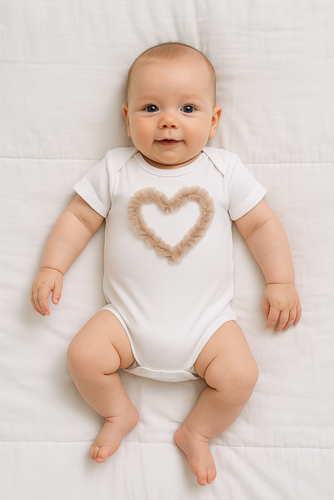 Mia Body z krótkim rękawem Bambarillo beżowe serce