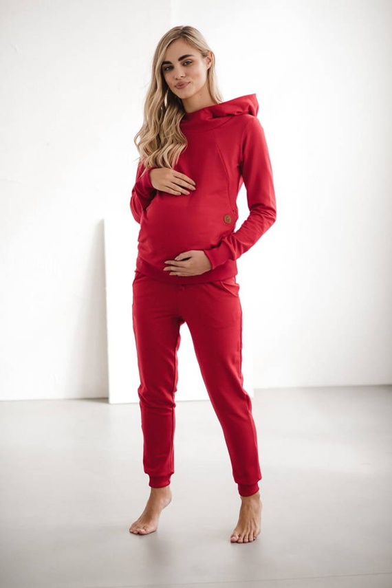 Spodnie Milk&Love dresowe ciążowe karminowa czerwień