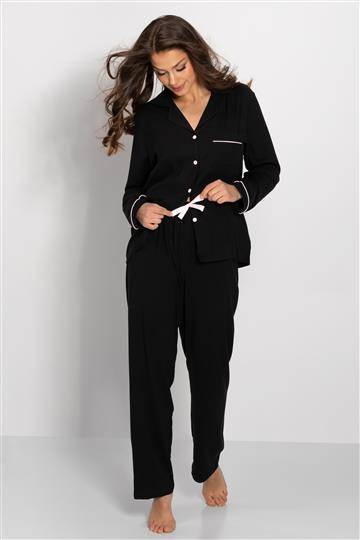 Paris piżama damska rozpinana Momenti Per Me black