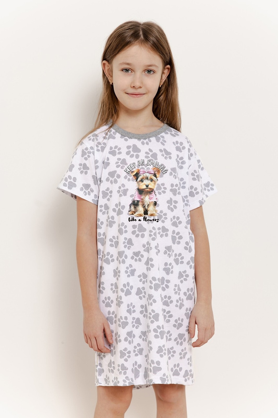 3390 Pixie koszula dziewczęca Taro- ecru sszary