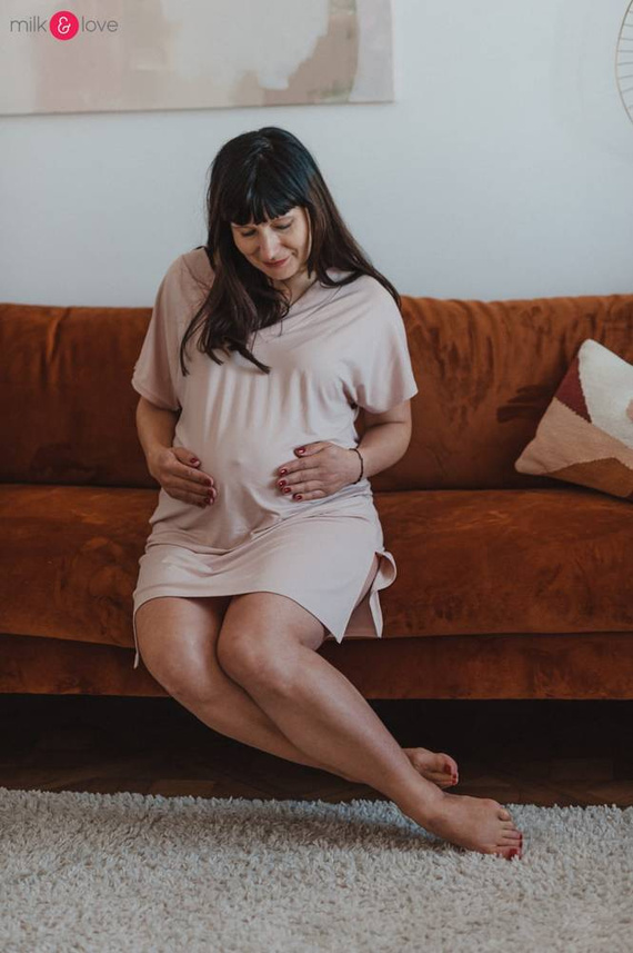 Moon bambusowa koszula nocna ciążowa i do karmienia Milk&Love beżowy