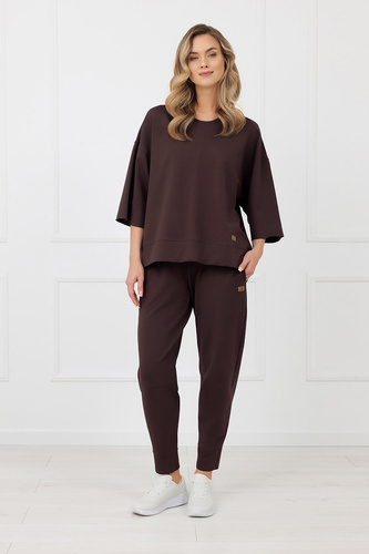 Spodnie dresowe Kaori Italian Fashion bawełna-brązowe