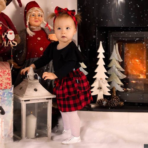 Spódniczka 163578 "Magia Świąt" Nicol - kratka: czarny, czerwony