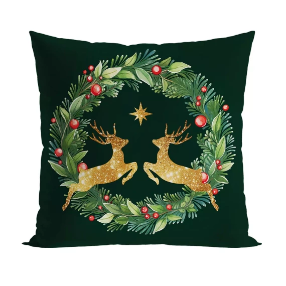 TBN293 Złote jelonki Poduszka świąteczna Markizeta