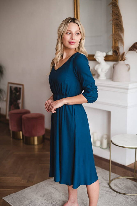 Lovely Dress Midi rękaw 3/4 sukienka ciążowa i do karmienia Milk&Love poseidon