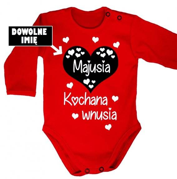 "KOCHANA WNUSIA z imieniem" Moocha body długi rękaw czerwony