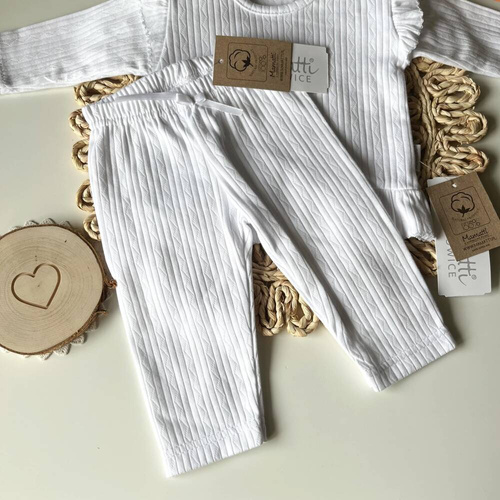 SLAG002 EkoBaby Mamatti Spodnie dziewczęce - biały