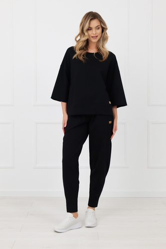 Spodnie dresowe Kaori Italian Fashion bawełna-  czarny