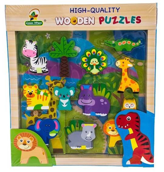 EBZ16H1138 Zabawka Drewniane Puzzle Safari Eurobaby