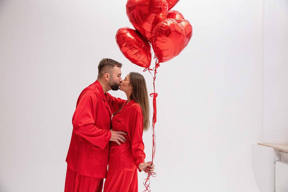 Amina satynowy komplet damski DKaren - czerwony