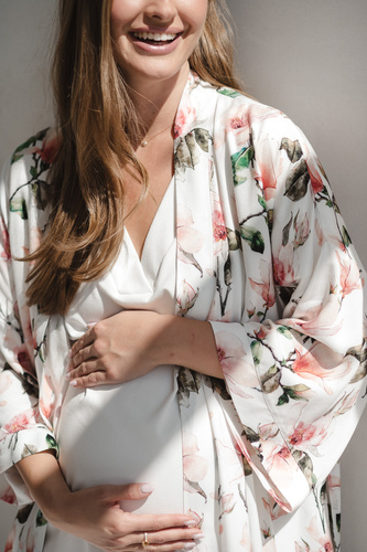 Moon Koszula nocna ciążowa i do karmienia Milk&Love– śmietankowa wiskoza, oversize | Polska jakość