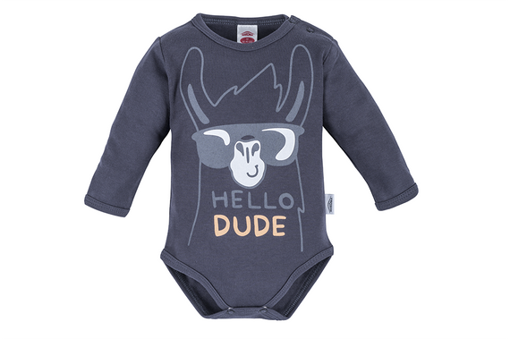  "Hello Dude" Body z długim rękawem Makoma grafitowy   