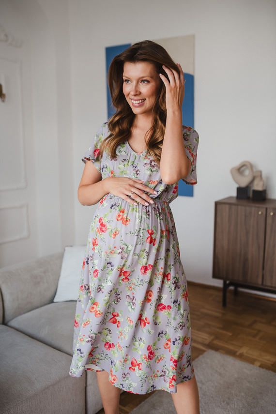 Lovely Dress Midi Milk&Love sukienka ciążowa i do karmienia granatowa w groszki