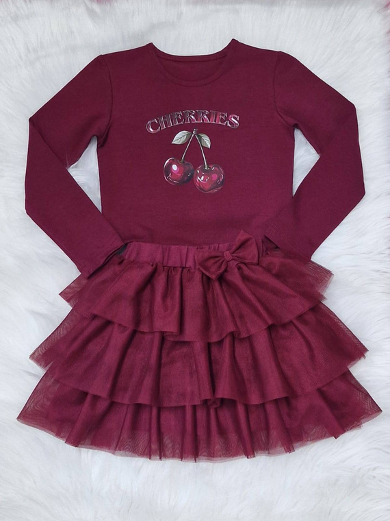 Mia Spódniczka tiulowa Bambarillo bordowa– dziewczęca, elegancka i lekka