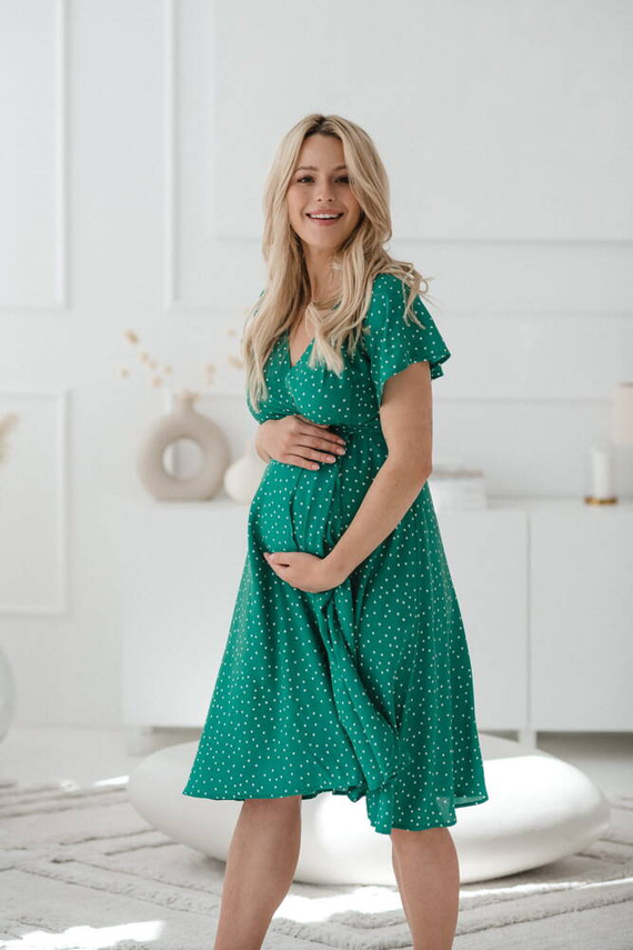 Milk Shake Milk&Love Sukienka do karmienia krótki rękaw zielona w groszki