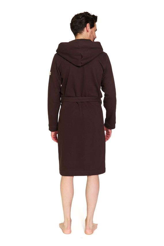Doctor Nap 7332 – Męski szlafrok bawełniany z kapturem | 100% bawełna, polska produkcja - brownie