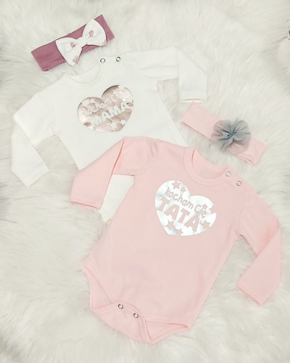 "Kocham Cię Mama serduszko" Bambarillo Body z długim rękawem biały