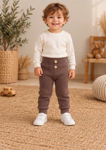 LJ816 Mamatti Legginsy dziewczęce dzwony - brązowy