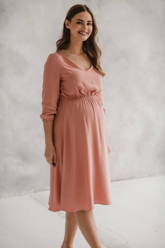 Lovely Dress Midi rękaw 3/4 sukienka ciążowa i do karmienia Milk&Love herbal rose
