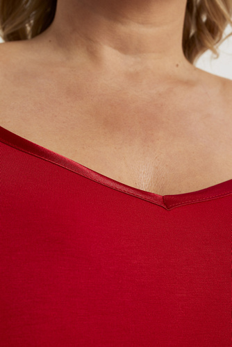 Song Damska koszula nocna, wąskie ramiączko Italian Fashion - czerwony