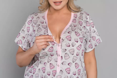 Dolce Italian Fashion Koszula nocna, do karmiernia, krótki rękaw - druk