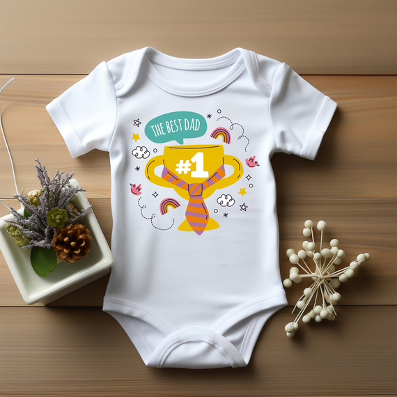 "The best dad krawat" Moocha Body krótki rękaw biały