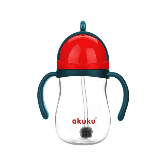 ALA0164 Bidon ze słomką i odważnikiem Akuku czerwony/granat