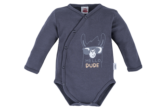  "Hello Dude" Makoma Body baby z długim rękawem grafitowy 
