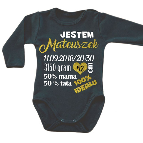 Body długi rękaw z metryczką Moocha biały