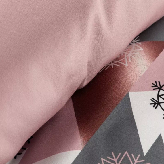 Aura Pościel świąteczna choinki z mikrowłókna Eurofirany różowy