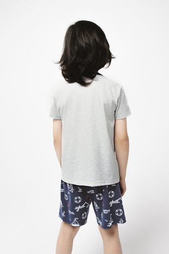 Piżama chłopięca krótki rękaw, spodnie Italian Fashion Kastos - jasny melanż