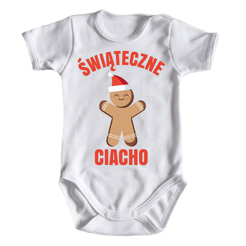 "ŚWIĄTECZNE CIACHO" Moocha body krótki rękaw biały