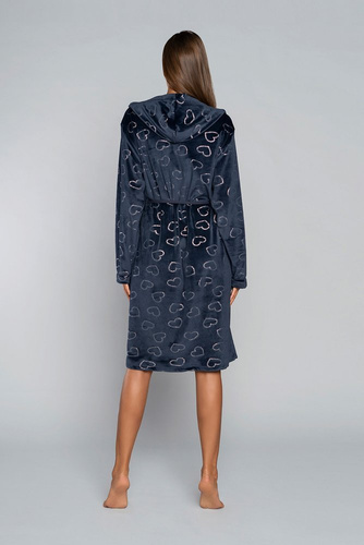 Eliksir Szlafrok damski z kieszeniami Italian Fashion - czerwony/druk 