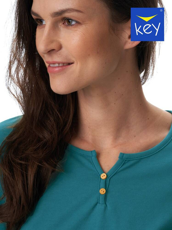 LNS 408 Flanela Bawełniana Piżama Damska Key - zielony/kratka