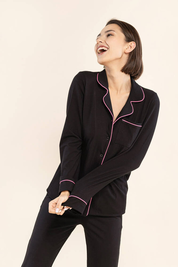 11 rozpinana piżama damska Bonamera czarny