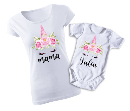 "JEDNOROŻEC" Moocha Komplet dla mamy i córki koszulka + body