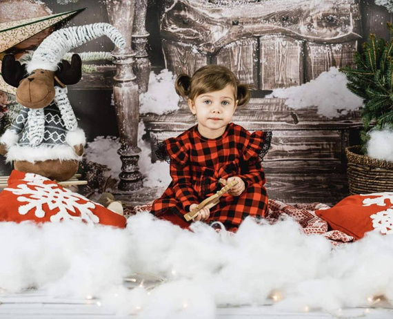 Sukienko-body + opaska 163556 "Magia Świąt" Nicol - kratka: czarny, czerwony