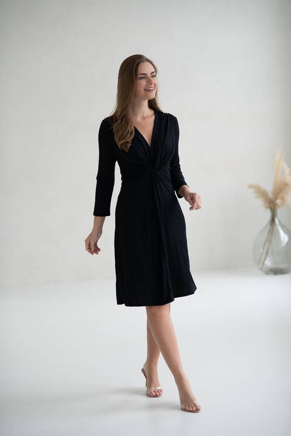 Loop Sukienka ciążowa i do karmienia rękaw 7/8 Milk&Love czarny