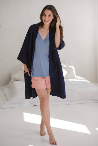 Moon bambusowe spodnie od piżamy ciążowej krótkie Milk&Love herbaciana róża