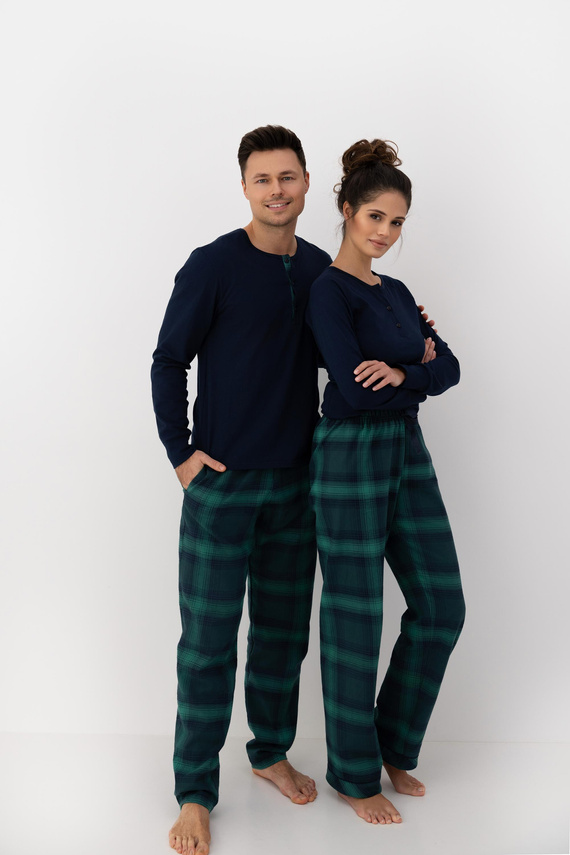 Luke Piżama męska Sensis – bawełniana, długa, w zieloną kratkę