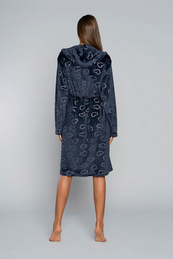 Eliksir Szlafrok damski z kieszeniami Italian Fashion - czerwony/druk