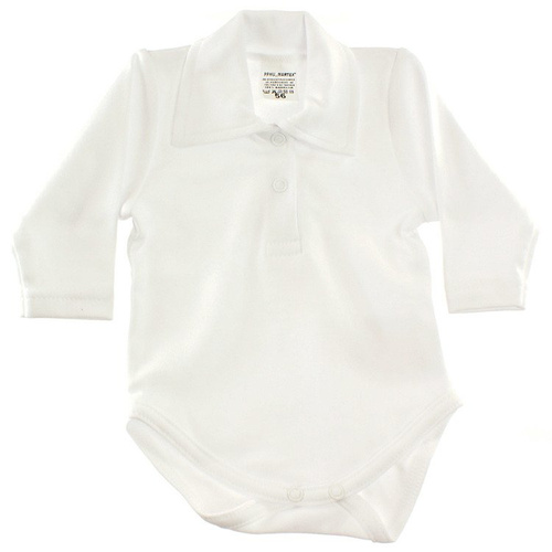 Body białe z kołnierzykiem długi rękaw dla chłopca