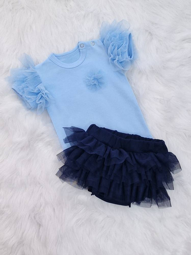 Inez Bambarillo Body z krótkim rękawem błękitny